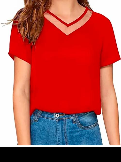v-neck solid regular top - 18367747 - Very Small Image - 1