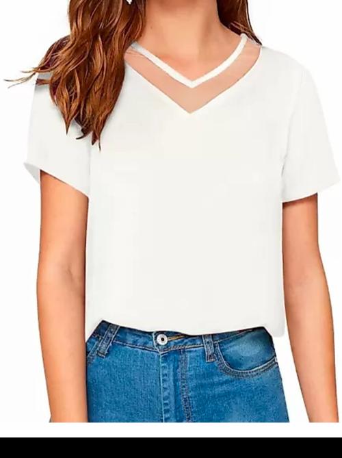 v-neck solid regular top - 18367751 - Very Small Image - 1