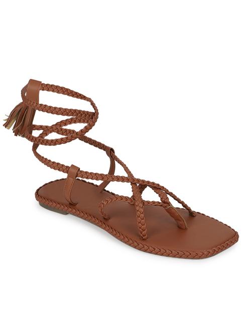 tan pu laceup sandals - 18368142 - Very Small Image - 1