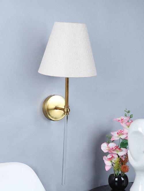 eliante gold iron base white fabric shade wall light - 9201-1w - without bulb - 18369419 - Very Small Image - 1