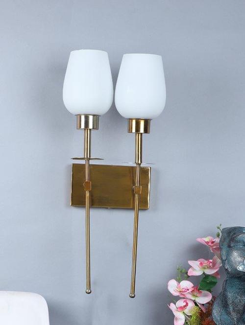 eliante gold iron base white glass shade wall light - 3517-2w - without bulb - 18369422 - Very Small Image - 1