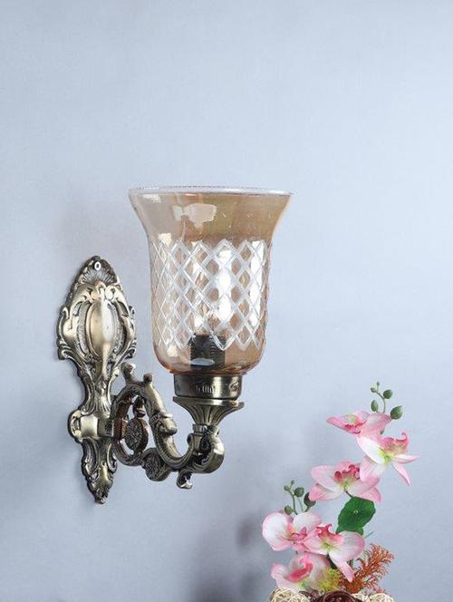 eliante antique gold aluminium base transparent glass shade wall light - 8551-1w - without bulb - 18369431 - Very Small Image - 1