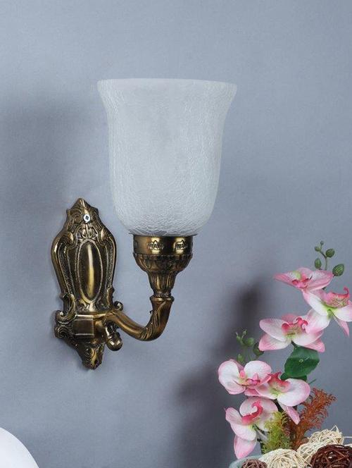 eliante antique gold aluminium base frost glass shade wall light - 8763-1w - without bulb - 18369453 - Very Small Image - 1