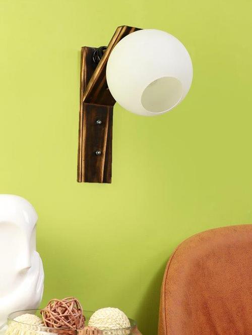 eliante brown wood base white white shade wall light - 3029-1w - without bulb - 18369482 - Very Small Image - 1