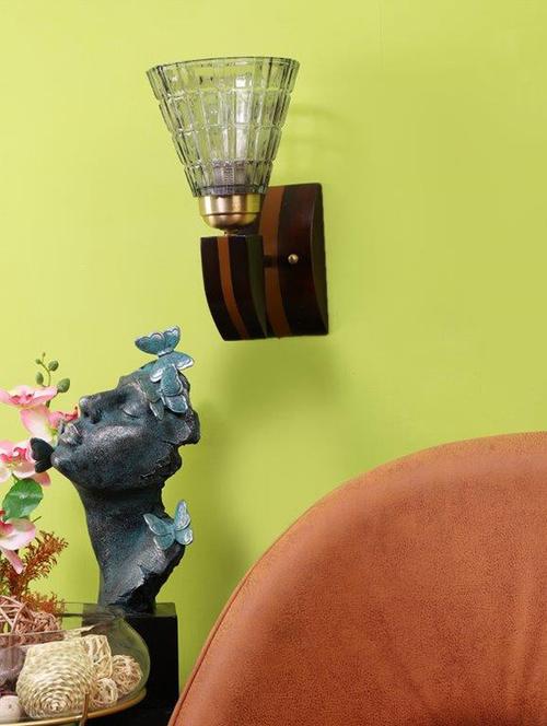 eliante brown wood base blue white shade wall light - 4334-1w-blue - without bulb - 18369500 - Very Small Image - 1