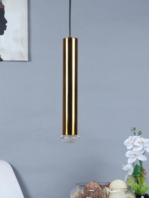 Eliante Antique Gold Iron Base Transparent Glass Shade Hanging Light - Hary-pipe-1lp - Inbuilt Led - 18369528 - Very Small Image - 1