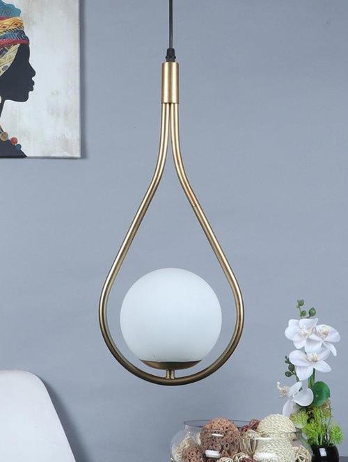 eliante gold iron base white glass shade hanging light - 1522-1lp - without bulb - 18369531 - Very Small Image - 1