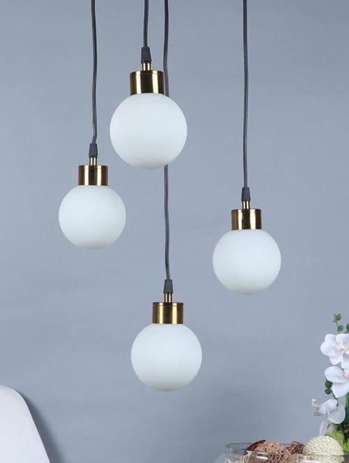 eliante black iron base white glass shade hanging light - px-232-4lp - inbuilt led - 18369533 - Very Small Image - 1