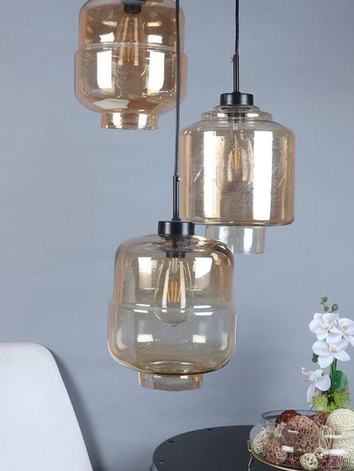 eliante antique copper iron base gold glass shade hanging light - 8433-3lp - without bulb - 18369536 - Very Small Image - 1