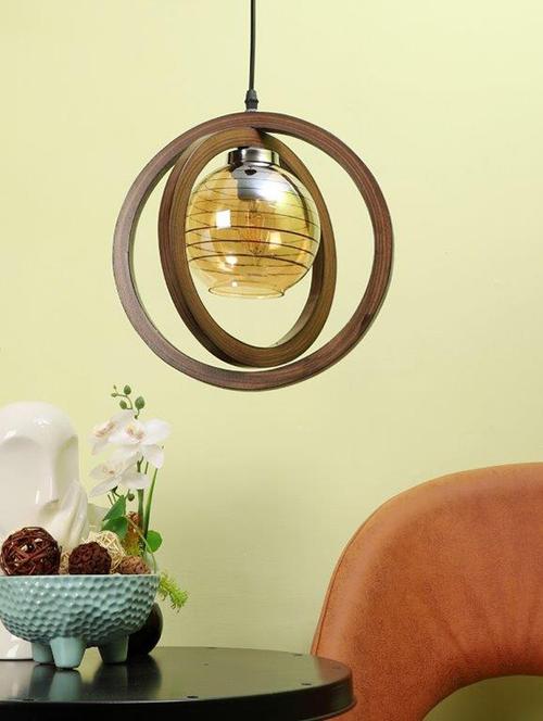 eliante brown wood base brown white shade hanging light - dp-222-1lp - without bulb - 18369549 - Very Small Image - 1