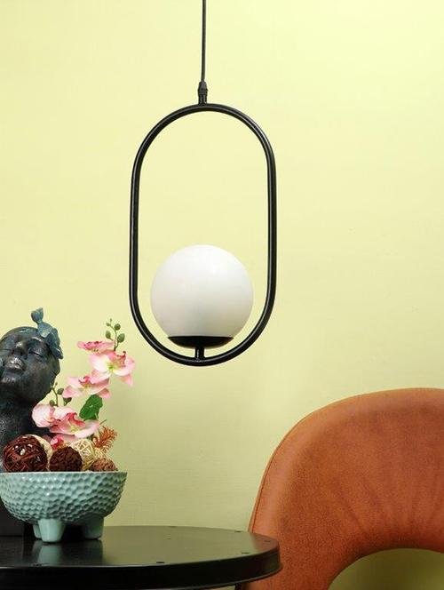 eliante black iron base white white shade hanging light - 1516-1lp-bk - without bulb - 18369550 - Very Small Image - 1