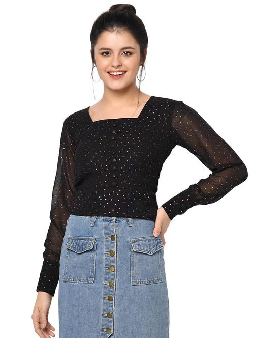 women's straight square neck top - 18369622 - Very Small Image - 1