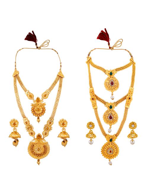 gold plated traditional designer long jewelry set  - 18369719 - Very Small Image - 1