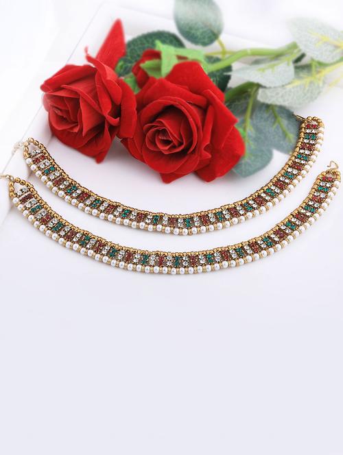 multi colored brass anklets and payal - 18369741 - Very Small Image - 1