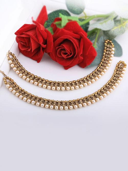 gold brass anklets and payal - 18369743 - Very Small Image - 1