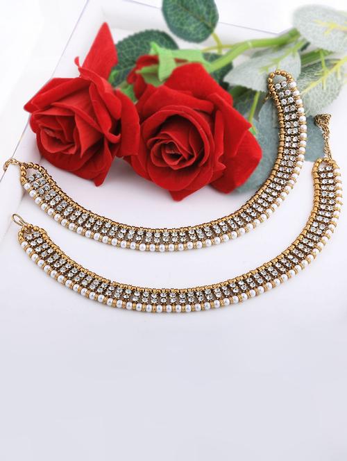 gold brass anklets and payal - 18369746 - Very Small Image - 1