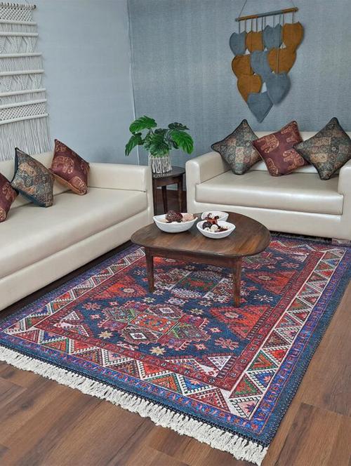 avioni faux silk carpet- neo ethnic collection - multicolour | loomkart - 120cm x 180cm (~4feet x 6feet) - 18370405 - Very Small Image - 1