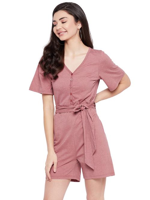 red solid 3/4 jumpsuit - 18370683 - Very Small Image - 1