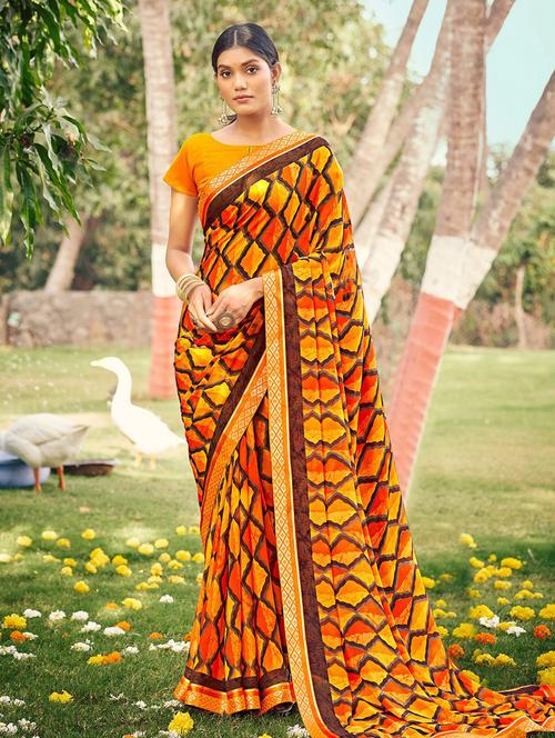 multi colored georgette printed saree with blouse - 18371399 - Very Small Image - 1
