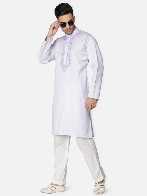 purple neck embroidered long kurta - 18371563 - Very Small Image - 1