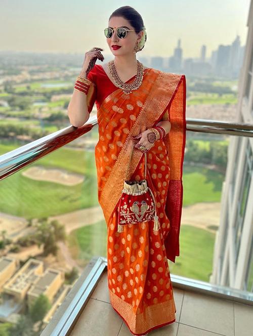 women's banarasi saree with blouse - 18372113 - Very Small Image - 1