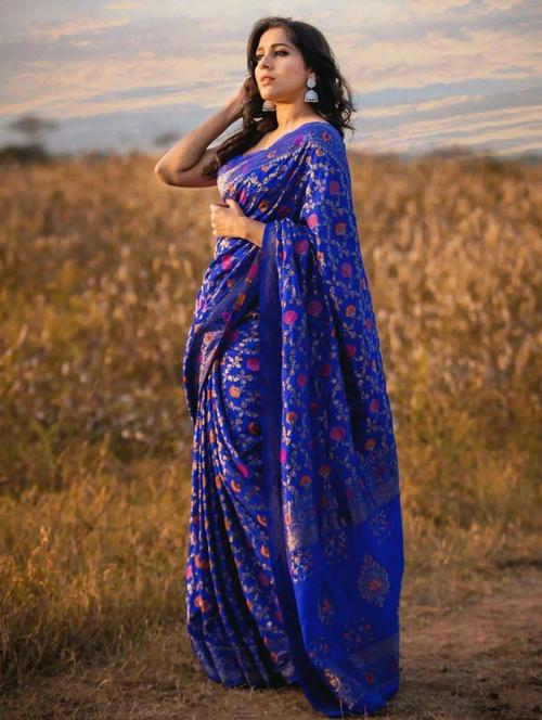 women's banarasi saree with blouse - 18372115 - Very Small Image - 1