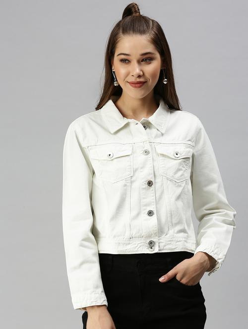 white solid denim summer jacket - 18372254 - Very Small Image - 1