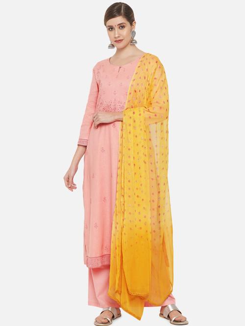 pink cotton unstitched suit - 18372614 - Very Small Image - 1