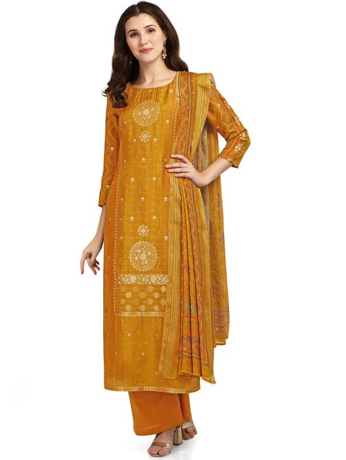 blue viscose unstitched suit - 18372631 - Very Small Image - 1