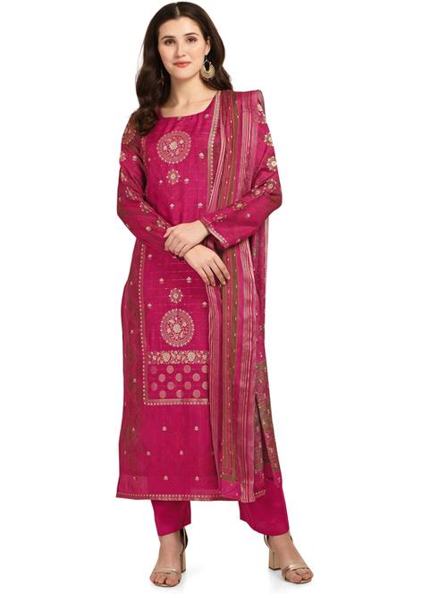 blue viscose unstitched suit - 18372633 - Very Small Image - 1