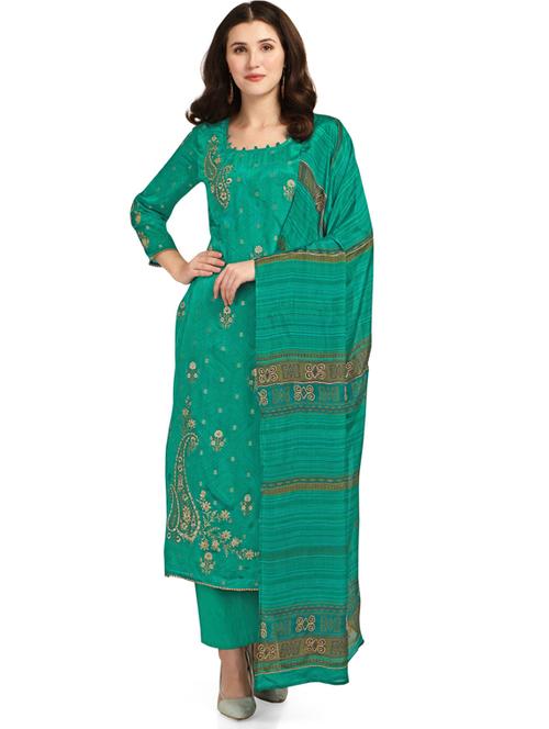 brown viscose unstitched suit - 18372640 - Very Small Image - 1