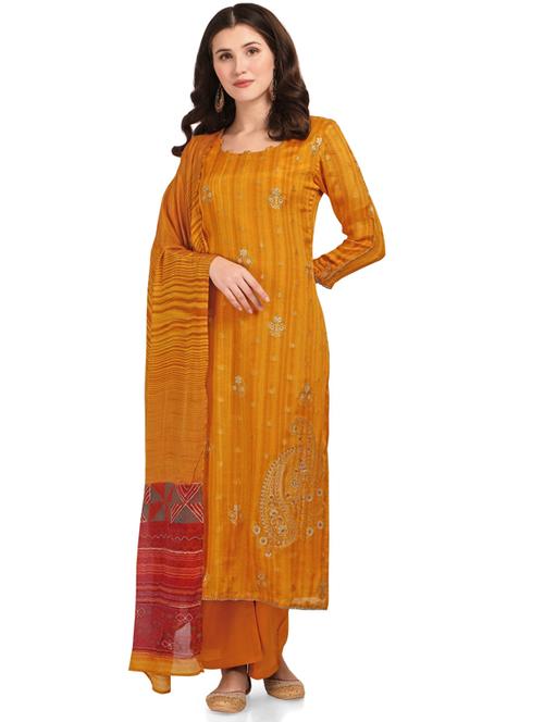 brown viscose unstitched suit - 18372643 - Very Small Image - 1