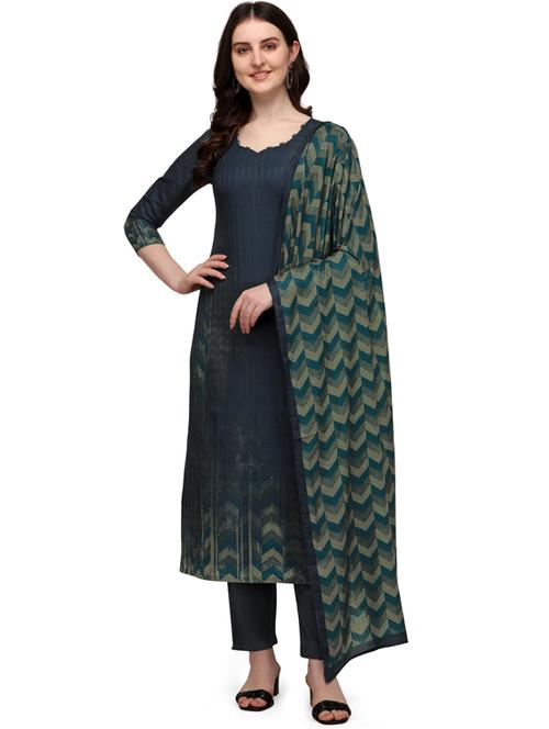 navy viscose unstitched suit - 18372695 - Very Small Image - 1