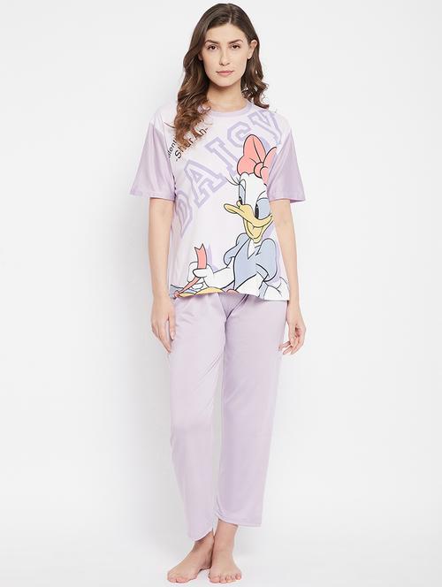 round neck graphic nightwear pajama set - 18372826 - Very Small Image - 1