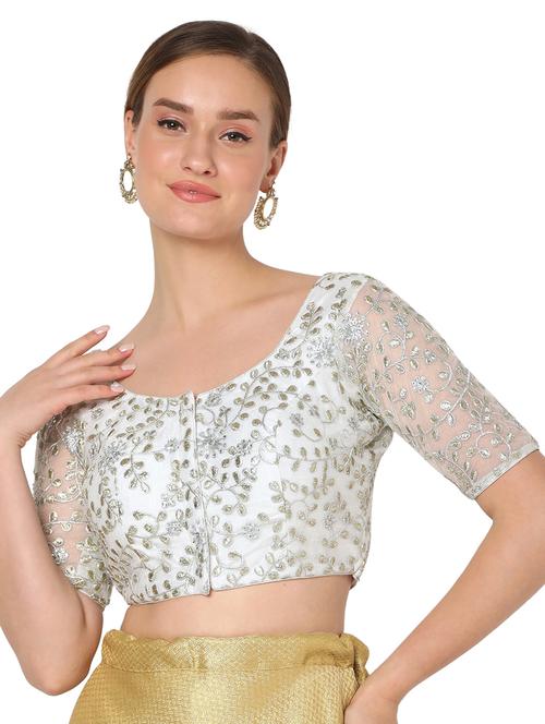 silver net embroidered blouse - 18374602 - Very Small Image - 1