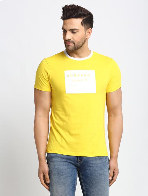 yellow chest-printed t-shirt - 18375458 - Very Small Image - 1