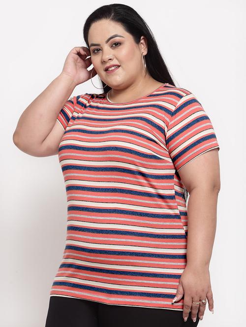 Round Neck Striped Tee - 18376408 - Very Small Image - 1
