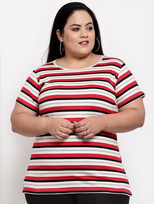 Round Neck Striped Tee - 18376410 - Very Small Image - 1