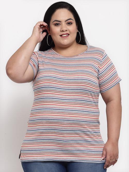 Round Neck Striped Tee - 18376411 - Very Small Image - 1