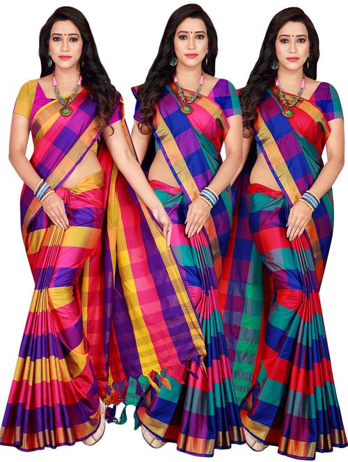 women's saree combo with blouse - 18376597 - Very Small Image - 1