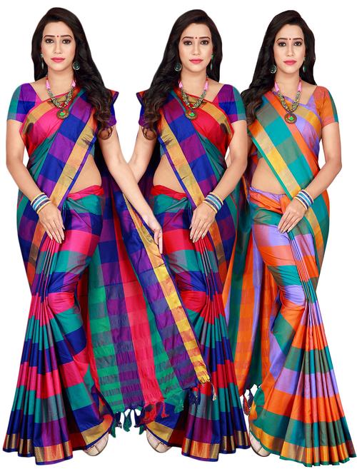 women's saree combo with blouse - 18376601 - Very Small Image - 1