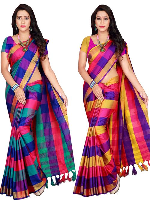 women's saree combo with blouse - 18376676 - Very Small Image - 1
