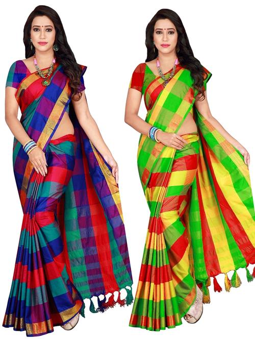 women's saree combo with blouse - 18376688 - Very Small Image - 1