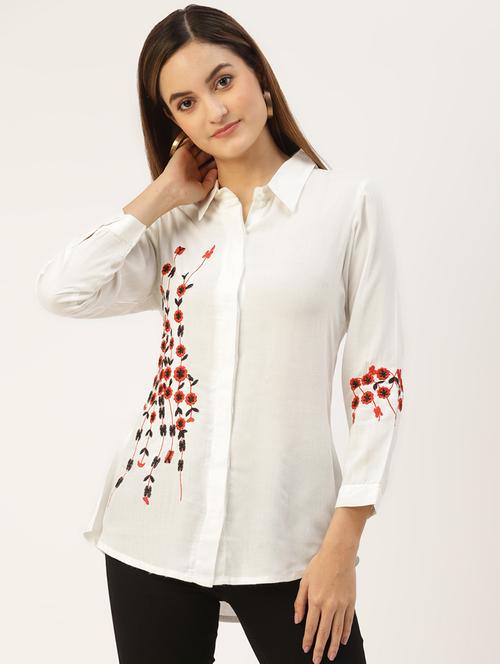 white rayon regular top - 18376960 - Very Small Image - 1