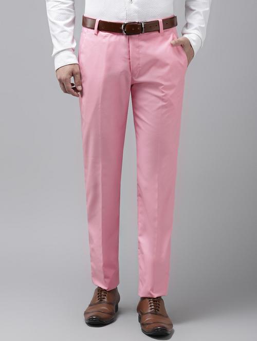 pink solid casual trouser - 18377223 - Very Small Image - 1