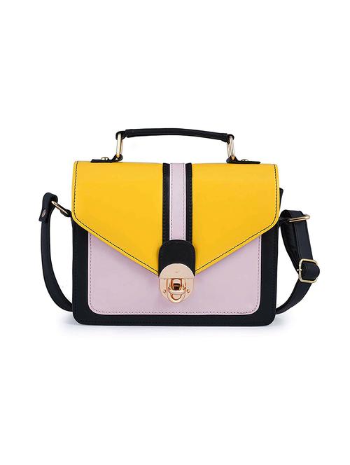 yellow color block regular sling bag - 18378662 - Very Small Image - 1