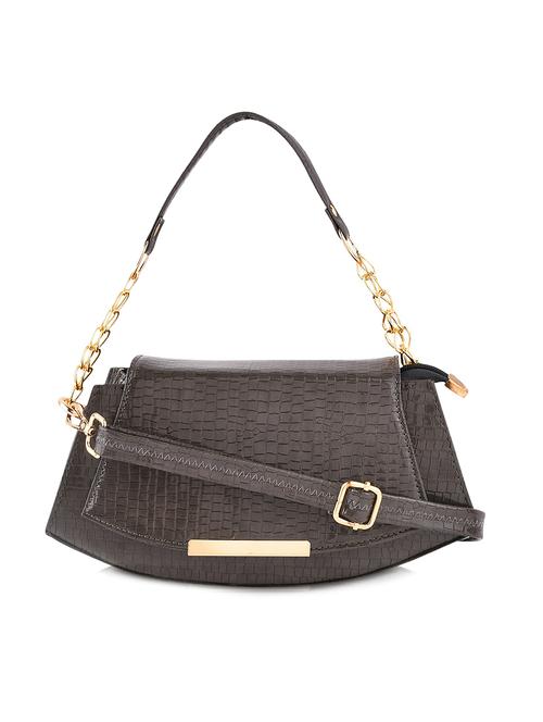 grey textured regular sling bag - 18378744 - Very Small Image - 1