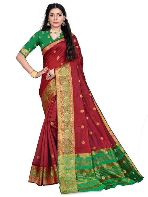self designed woven saree with blouse - 18379230 - Very Small Image - 1