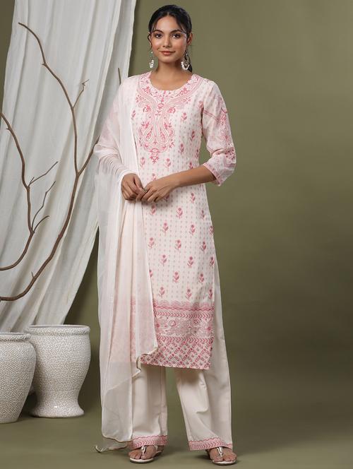pink chiffon kurta palazzo  set - 18380038 - Very Small Image - 1