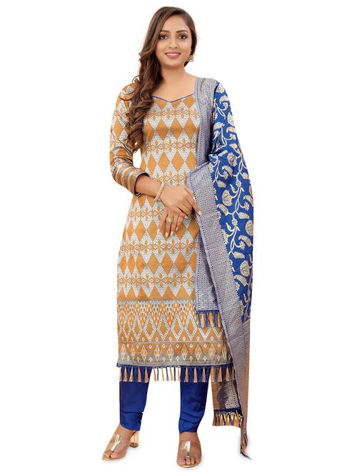 printed unstitched suit set - 18380051 - Very Small Image - 1